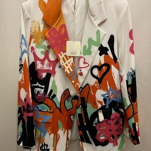 Italian Multicolor Graffiti Blazer